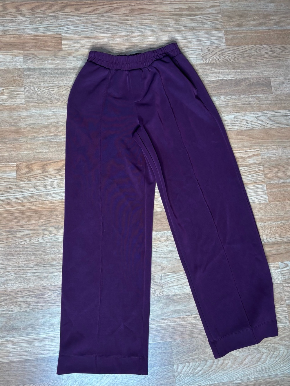 a new day Burgundy Pleated Elastic High Waist Dress/Casual Pleated Pockets Pants